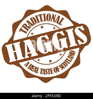 Haggis-Etikett oder Aufkleber auf weißem Hintergrund, Vektordarstellung Stock Vektor