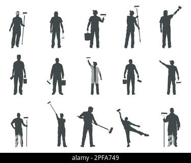 Malersilhouetten, Hausmaler-Silhouetten Stock Vektor