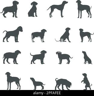 Dalmatinische Hundesilhouetten, dalmatinische Silhouetten, dalmatinische Hundevektoren, dalmatinische Hunde SVG Stock Vektor