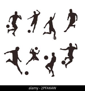 Silhouetten von Fußballspielern, Set von Fußballspielern Stock Vektor