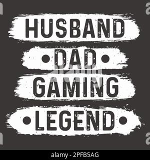 Ehemann Dad Gaming Legende T-Shirt-Design Stock Vektor