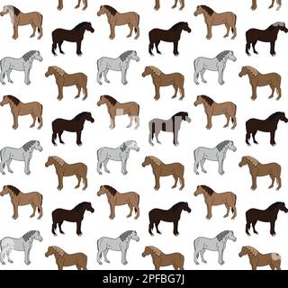 Vektornahtloses Muster eines handgezeichneten Pferdes Stock Vektor