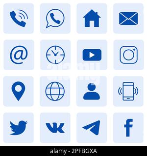 Eine Reihe von Kommunikationszeichen und -Symbolen. Für mobile Geräte und das Internet. Stock Vektor