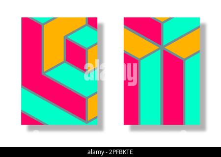 Abstrakte Abdeckungen mit minimalem Design. Heller geometrischer Hintergrund für ein Design mit einfacher Form und Figur. Gilt für Banner, Plakate, Poster o Stock Vektor