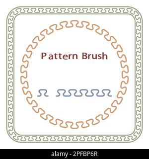 Griechisches Motiv. Pinsel für griechische antike Muster, runde und quadratische Rahmen isoliert auf weißem Hintergrund Ornament für dekorative Fliesen Vektor Stock Vektor