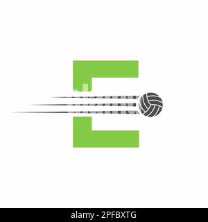 Anfangsbuchstabe E Logo für Volleyball „Volleyball Sports“-Logo Stock Vektor