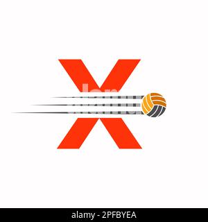 Anfangsbuchstabe X Volleyball Logo Designschild. „Volleyball Sports“-Logo Stock Vektor