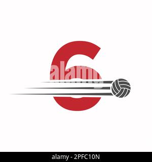 Anfangsbuchstabe 6 Logo Für Volleyball „Volleyball Sports“-Logo Stock Vektor