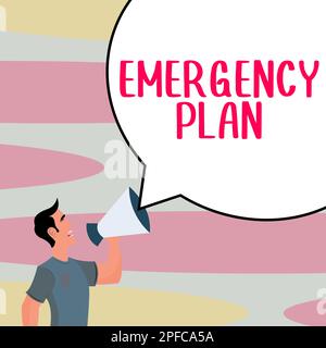Schreiben mit Text Notfallplan. Business Idea Verfahren für die Reaktion auf größere Notfälle vorbereiten Stockfoto