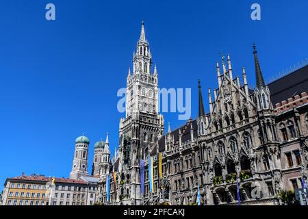 Münchner Rathaus am Marienplatz Stockfoto
