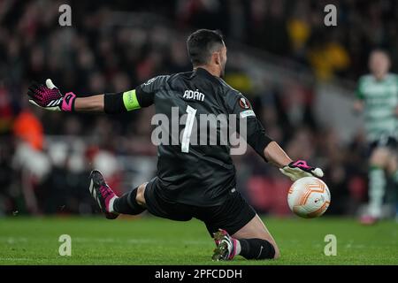 London, Großbritannien. 16. März 2023. London, England, März 16. 2023: London, England, März 16. 2023: Adan of Sporting während der UEFA Europa League-Runde von 16. Spielabschnitt zwei zwischen dem FC Arsenal und dem FC Sporting CP im Emirates Stadium am 16. März 2023 in London, Vereinigtes Königreich. (Foto: Pedro Loureiro/SPP) (Pedro Loureiro/SPP) (Pedro Loureiro/SPP) Guthaben: SPP Sport Press Photo. Alamy Live News Stockfoto