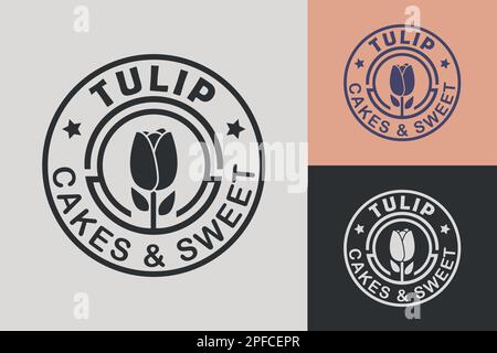 tulpenblume Rosen Logo Kuchen und Süßigkeiten Logo Blumenmuster Stock Vektor