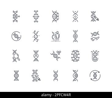 DNA-Symbole-Kontur-Set Stock Vektor
