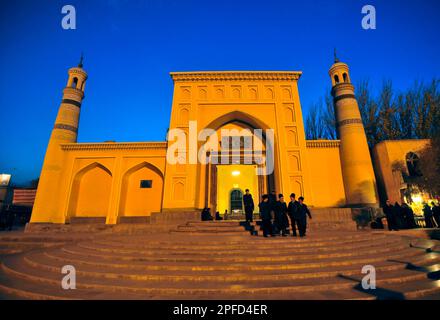 ID Kah Moschee in den späten Abendstunden. Kashgar, Xinjiang, China. Stockfoto