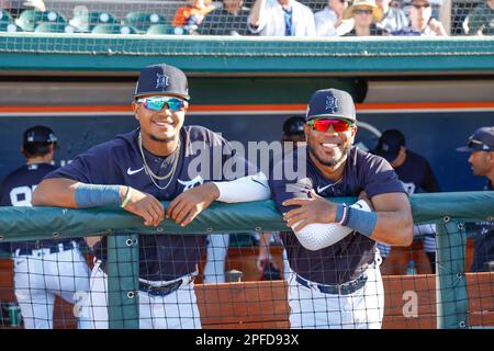 16. MÄRZ 2023, Lakeland FL USA; während eines MLB-Frühjahrstrainings am Publix Field im Joker Marchant Stadium. Die Phillies schlugen die Tiger 10-1. (Ki Stockfoto