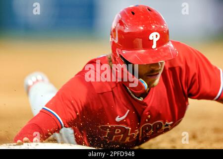 16. MÄRZ 2023, Lakeland FL USA; während eines MLB-Frühjahrstrainings am Publix Field im Joker Marchant Stadium. Die Phillies schlugen die Tiger 10-1. (Ki Stockfoto