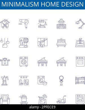 Minimalismus Home Design Linienzeichen Set. Design Kollektion von minimalistisch, Home, Design, modern, simplicity, Struktur, klare, kreative Kontur Stock Vektor