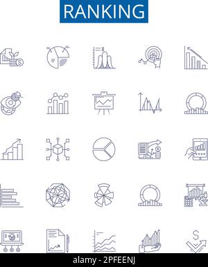Symbole für die Rangfolge der Linien Zeichen wurden festgelegt. Design-Sammlung von Ranking, Rank, Place, Position, Order, Konzeptdarstellungen für Bewertung, Klassifizierung, Gliederung bewerten Stock Vektor