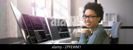 Programmierklassen. Web Developer Coder In Office Stockfoto