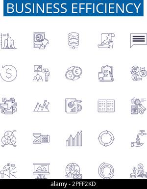 Symbole für Geschäftsabläufe sind gesetzt. Design-Sammlung von Rentabilität, Produktivität, Automatisierung, Optimierung, Optimierung, Prozesse Stock Vektor