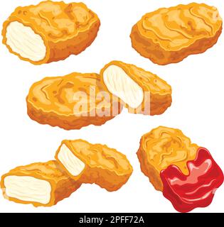 Chicken Nuggets Fast Food Set Cartoon Vektordarstellung Stock Vektor