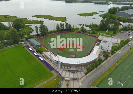 Eine allgemeine Gesamtansicht des Husky Ballparks, Mittwoch, 15. Juni 2022, in Seattle. Das Stadion ist das Heimstadion der Washington Huskies Baseball. Stockfoto