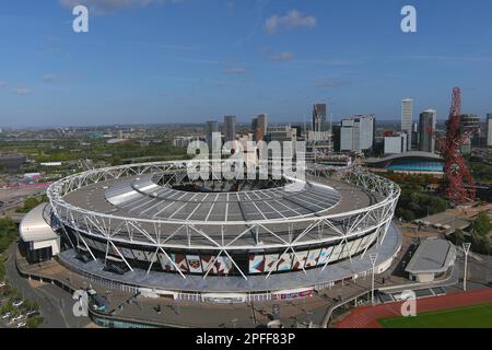 Eine allgemeine Gesamtansicht des Olympiastadions im Queen Elizabeth Olympic Park, Donnerstag, 6. Oktober 2022, in London. Vereinigtes Königreich. Stockfoto