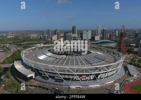 Eine allgemeine Gesamtansicht des Olympiastadions im Queen Elizabeth Olympic Park, Donnerstag, 6. Oktober 2022, in London. Vereinigtes Königreich. Stockfoto