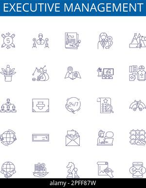 Symbole der Führungslinie Zeichen gesetzt. Design-Sammlung von Führungskräften, Direktoren, Entscheidungsträgern, Führungskräften, Planern, Strategie, Organisation Stock Vektor