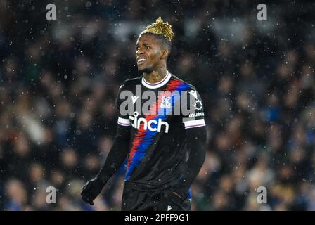 Wilfred Zaha von Crystal Palace während des Premier League-Spiels zwischen Brighton & Hove Albion und Crystal Palace im American Express Community Stadium , Brighton , Großbritannien - 15. März 2023 Photo Simon Dack/Tele Images. Nur redaktionelle Verwendung. Kein Merchandising. Für Fußballbilder gelten Einschränkungen für FA und Premier League. Keine Nutzung von Internet/Mobilgeräten ohne FAPL-Lizenz. Weitere Informationen erhalten Sie von Football Dataco Stockfoto