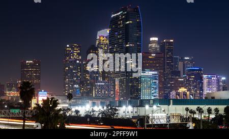 Eine lange Ausstellung von Downtown Los angeles california USA am 5. 2023. Februar Stockfoto