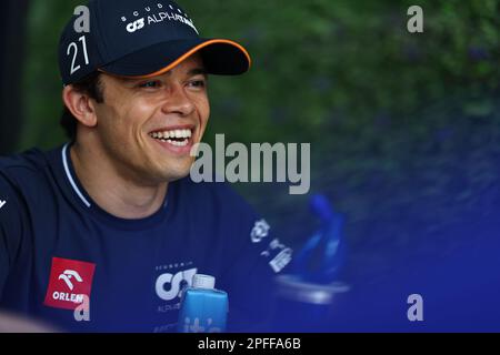 Jeddah, Saudi-Arabien. 17. März 2022. JEDDAH, SAUDI-ARABIEN, Corniche Circuit, 17. März: #21, Nick de VRIES, NDL, Scuderia Alpha Tauri, AT04, Während des Saudi-arabischen Formel-1-Grand Prix auf der Jeddah Corniche Circuit am 17. März 2023. Formel 1 - F1 Motorsport, gebührenpflichtiges Bild, Foto und Copyright © Jun QIAN ATP Images (QIAN Jun/ATP/SPP) Guthaben: SPP Sport Press Photo. Alamy Live News Stockfoto