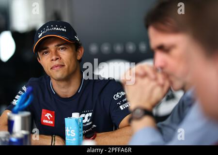 Jeddah, Saudi-Arabien. 17. März 2022. JEDDAH, SAUDI-ARABIEN, Corniche Circuit, 17. März: #21, Nick de VRIES, NDL, Scuderia Alpha Tauri, AT04, Während des Saudi-arabischen Formel-1-Grand Prix auf der Jeddah Corniche Circuit am 17. März 2023. Formel 1 - F1 Motorsport, gebührenpflichtiges Bild, Foto und Copyright © Jun QIAN ATP Images (QIAN Jun/ATP/SPP) Guthaben: SPP Sport Press Photo. Alamy Live News Stockfoto