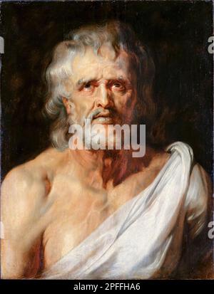 Büste des Philosophen Seneca (4 v. Chr.-65 n. Chr.), Porträtmalerei in Öl auf Holz von Peter Paul Rubens, 1614-1615 Stockfoto