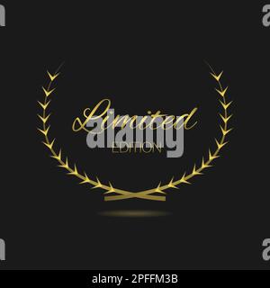 Limitierte Auflage – Vektoretikett für goldenen Lorbeerkranz Stock Vektor
