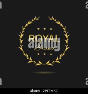 Königliche Marke Goldener Lorbeerkranz Vektoretikett Stock Vektor