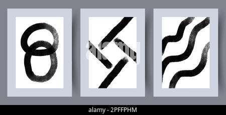 Abstrakte Figuren Wandmotiv mit minimalistischer Geometrie Stock Vektor