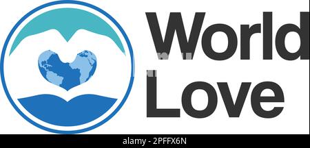 Modernes, einfaches „World Love Hand Earth“-Logo Stock Vektor