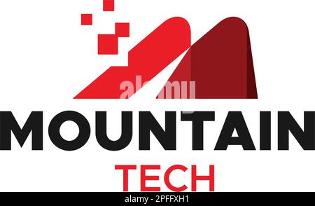 Minimalistisches Mountain TECH Logo mit Buchstabenmuster Stock Vektor