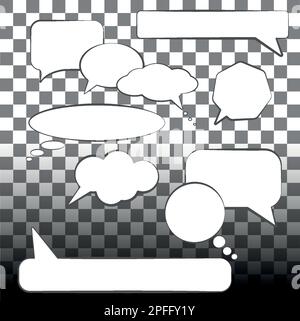 Legen Sie Aufkleber mit Sprechblasen, dialogboxen für Kommunikation oder Denkbälle auf. Platzierung für Text, Kopierbereich, Einstellung für Comics oder Nachrichten für die Site Stock Vektor