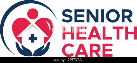 Modernes SENIOR HEALTH CARE Hand Home Logo Design Stock Vektor