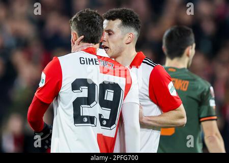 16-03-2023: Sport: Feyenoord/Shakhtar ROTTERDAM, NIEDERLANDE - MÄRZ 16: Santiago Gimenez (Feyenoord Rotterdam) und Oussama Idrissi (Feyenoord Rott Stockfoto