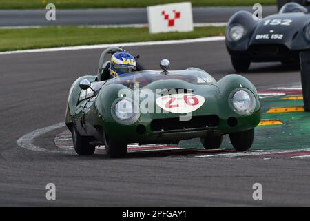 Bernado Hartogs, will Nuthall, Lotus 15 Series 3, RAC Woodcote Trophy & Stirling Moss Trophy für Sportwagen vor ’56 und vor ’61, ein einstündiges Rennen mit Stockfoto