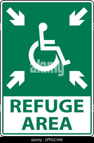 Schild Für Barrierefreies Refuge Area Auf Weißem Hintergrund Stock Vektor
