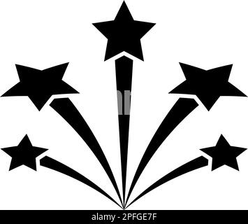 Salute mit Sternen Feuerwerk Sternensymbol Schwarz Vektor Illustration flacher Stil einfach Stock Vektor