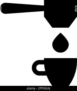 Kaffee Tropfen in Tasse Filterung Cuping Portafilter Tropfsymbol Schwarz Farbe Vektor Abbildung flacher Stil einfach Stock Vektor