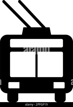 Trolleybus Elektrischer Stadtverkehr öffentlicher Nahverkehr Trolleybus Symbol schwarz Vektor Illustration flacher Stil einfach Stock Vektor