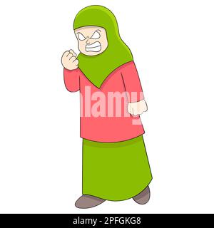 Muslimisches Mädchen, das Wut hält Stock Vektor