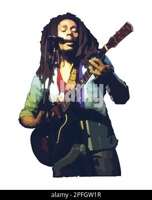 Bob Marley jamaikanischer Sänger Vector Illustration Abstraktes Bild Stock Vektor