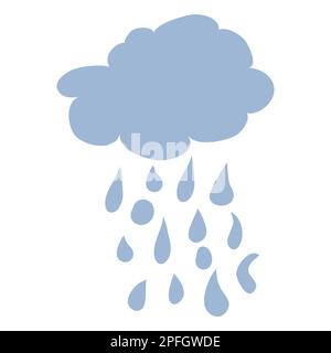 Süße Sonne und Regenwolke, leichte Wolken. Karte für Kinder oder Poster für das Kinderzimmer. Zeichentrickfilm. Stock Vektor